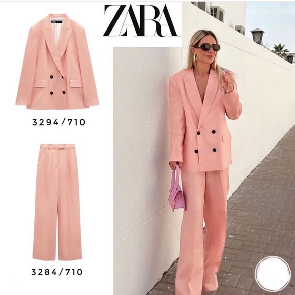 ZARA LINEN MENSWEAR STYLE BLAZER SZ M & LINEN PANTS PINK SZ L - Picture 3 of 16